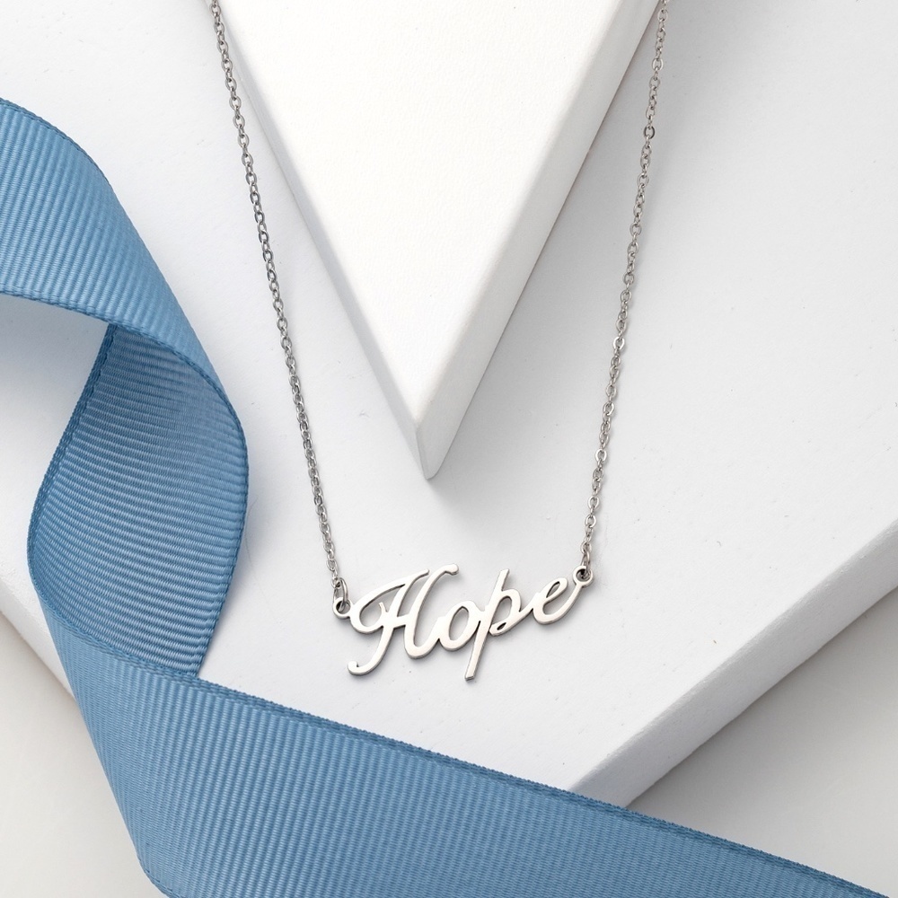 Silvertone HOPE Stainless Steel Necklace